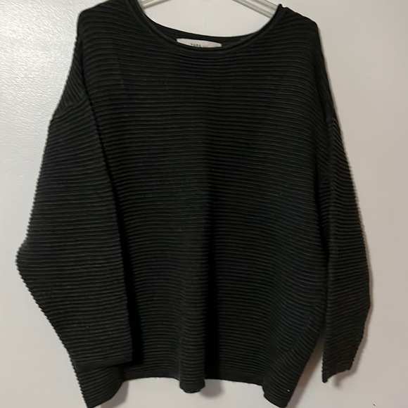 Zara Sweaters - Zara Knit Black Thick Ribbed Oversized Long Sleeve Sweater